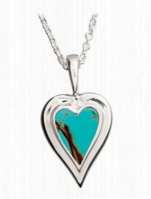 Kabana Jewelry Sterling Silver 18' Necklace With Tara Heart Peendant - Turquoise