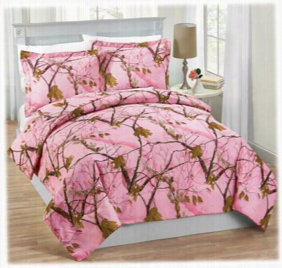 Realgree Apc Pink Camo Comforter Aand Sham Set - Full