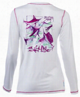 Salt Life Billfieh Slam Slx  Uvapor Longs Leeve T-shirt Fof Ladies - White - L