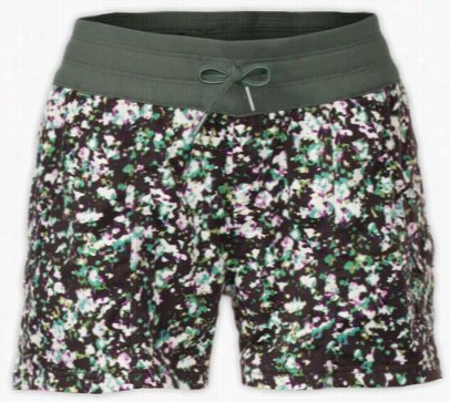 The North Face Printed Aphrodite Shorts For Ladies - Spuce Green Floral Print - L