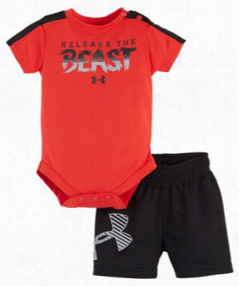 Under Armour Releasse The Beast Bodysuita Nd Shorts Set For Baby Boys - 0-3 Months
