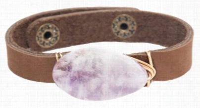 Amanda Blu Sihgle Leathre Wrap Bracellet With Amethyst - 7'