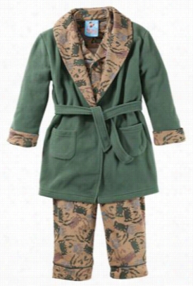 Bunz Kidz Olf Paw Print 3-piece Robe And Pajama Set  For Boys - Duc Kgreen - 6