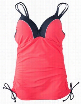 Free Country Mix And Match Collection Colorblock Double-strap Tankini For Ladies - Coral Coast/coud Grey - Xl