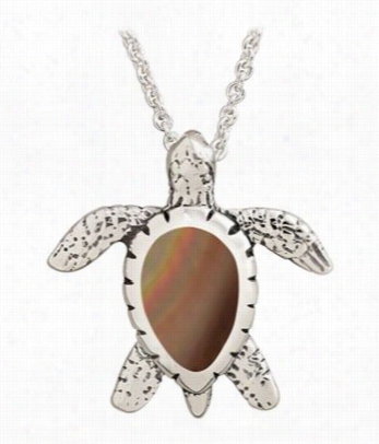 Kabana Jewelry Sterling Silver 20' Necklace With Small Turtle Pendant - Bronze Mother Of Pearl