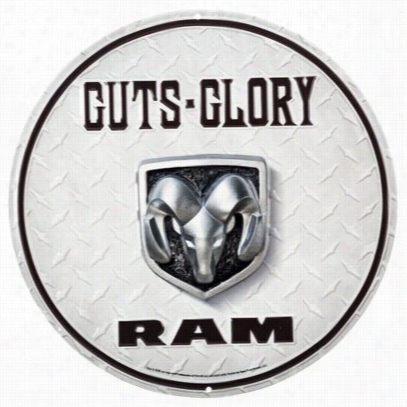 Open Road Brands Guts  Glory Ram Embossed Die-cut Tin Sign