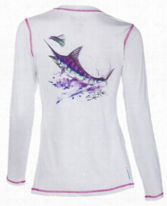 Sat Life Marlin Slx Uvapor Long Sleeve T-shirt For Ladies - White - L