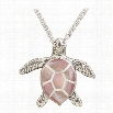 Kabana Jewelry Sterling Silver 18' Necklace with Channel Inlay Turtle Pendant - Pink Mother of Pearl