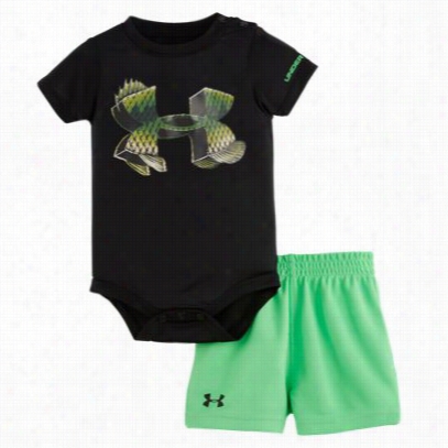 Under Armour Bass Logo Bodysuit And Shorts Set For Babies - Blac K - 0-3 Montths