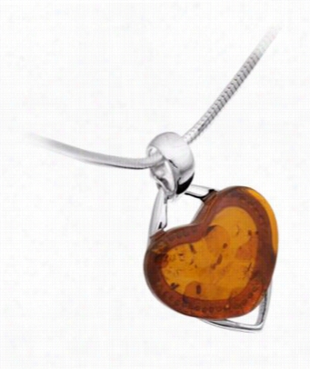 Vessel Baltic Amber Hnoey  Heart 18' Necklace