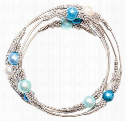 Amanda Blu Plume Mix Pearl Silver Spiral Bracelet