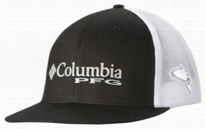 Columbia Pfg Mesh Flat Brim Cap - Black/red Ish - L/xl