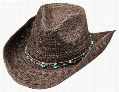Dorfman Paciifc Beadedd Outback Straw Hat For Ladies - Chocolate