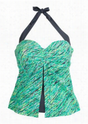 Free Country Mix Ad Match Collection Bandeau Halter Tankini For Ladies - Seafoam/clloud Grey - Xl