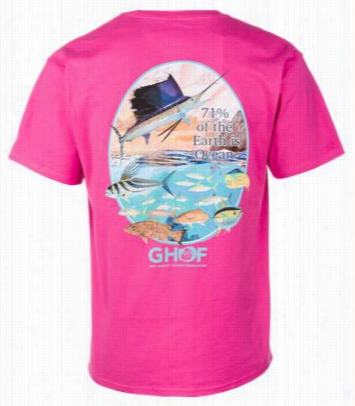 Guy Harvey Ocean Wide Pocket T-shirt For Men - Hoot Pink - 2xl