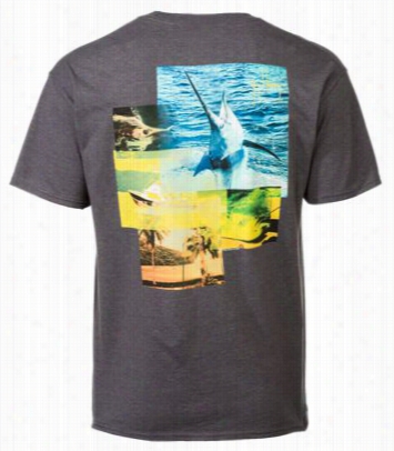 Guy Harvey Tropical Heavenly Body Pocket T-shirt For Men - Charcoal Heather - S