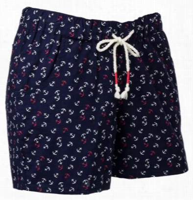 Natural Reflections Anchor Print Drawstring Short For Ladies - L