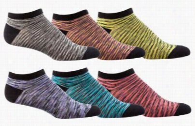 Natural Reflections No Show Space Dyed Socks For Ladies - 6-pair Pack