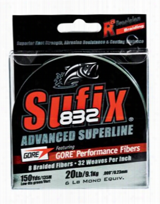 Sufix 832 Advanced Superline  Braid Fishing Lien - 600 Yards - Low-vis Green - 20 Lb.