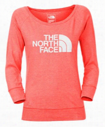 The North Face Jersey Boat Neck Top For Ladies - Radiant Orange Heather/tnf White - Xl