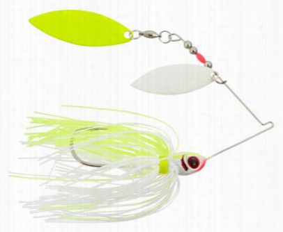 Booyah Glow Blade Spin Nerbait - Double Willow -1/2 Oz - White Chartreuse