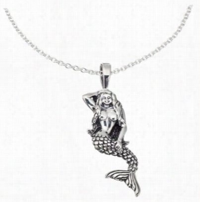 Kabana Jewelry 18' Stterling Silver Necklace With 3d Mermaid Pendant