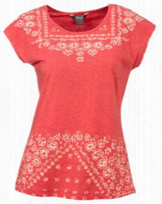 Natural Reflections Bandana Print Doljan-sleeve Top For Ladies - Spiced Coral - L