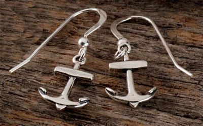 Sterling Silver Knotted Anchor Earrings