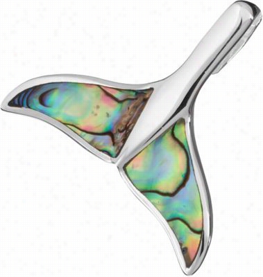 Sterling Silver Whale Tail Slide With Abalone