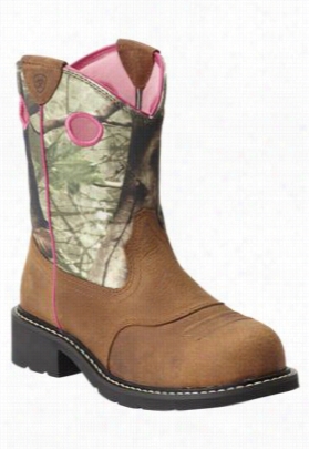 Ariat Fatbaby Cowigrl 8' Steel Toe Westerly Boots For Ladies - Toasted Auburn/truetimber Ds1 - 5.5