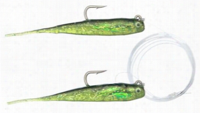 H↦h  Glass Minnow Double Rig - 3-1/2' - Chartreuse Myl Ar/black Back