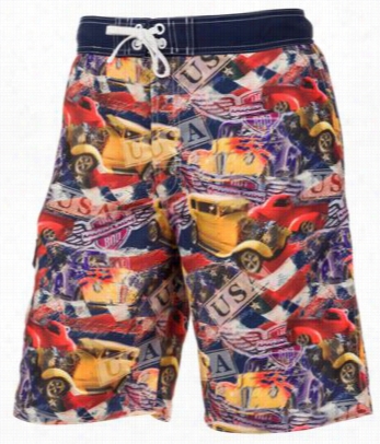 Hot Rods Swim Trunks For Me N- Lbue - L