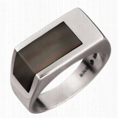 Kabana Jewels Sterling Sliver Romeo Inlay Ring For Men - Black - 9