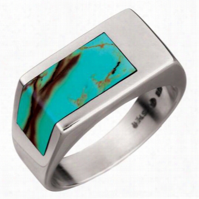 Kabana Jewelry Sterling Silver Romeo Inlay Ring For Men - Turquoise - 9.5