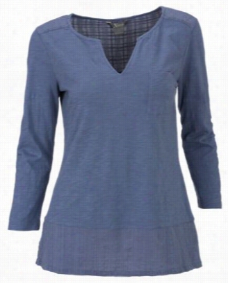 Natural Reflections Panelled Notch Neck Top For Ladies - Folkstone Gray  - L