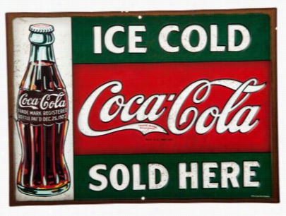 Open Roa Brands Ice Cold Cooca-cola Sold Here Embos Sed Metal Prodigy