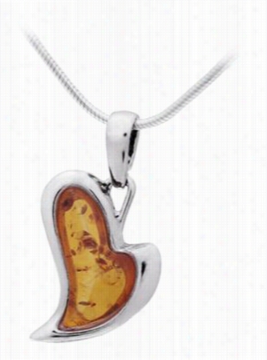 Vessel Baltic Amber Abstract Heart 18' Necklace