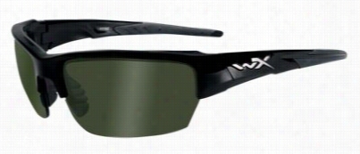 Wiley X Saint Safety Changeable Seris Polarizzed Usnglasses - Gloss Balc/smoke Green