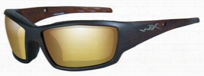 Wiley X Wx Tide Polqrized Sunglasses - Matte Hickory Brow/amber Gold Mirror