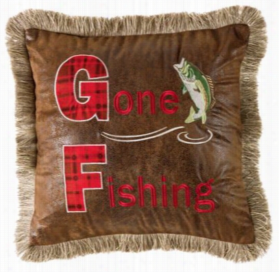 Bob Timberlake Gone Fisihng Throw Pillow-  18' X 1 8'