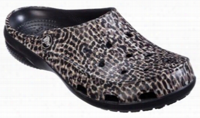 Crocs Freesail  Animal Prin T Clogs For Ladies - Black - 10 M