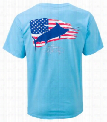 Guy Harvey Patriot Pocket T-shirt For Men - Pool Blue - S