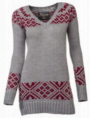 Natural Reflections Fair Isle V-neck Sweater For Ladies - Gray  Xl