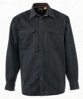 Rdehead Ranch Collection Soid Ctoton Suede Woven Shirt For Men - Black - L