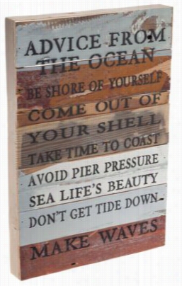 Soft Bird & Co. Advice From The Ocea N Wood Sign - Blue Whisper