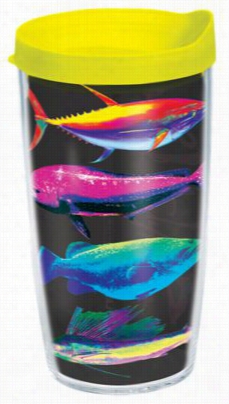 Tervis Tumbler Salt Liife Neon Fish Insulated Wrap With Lid - 16 Oz.
