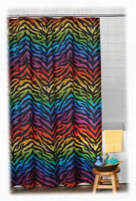 Zebra Rainbow Collection Shower Curtain