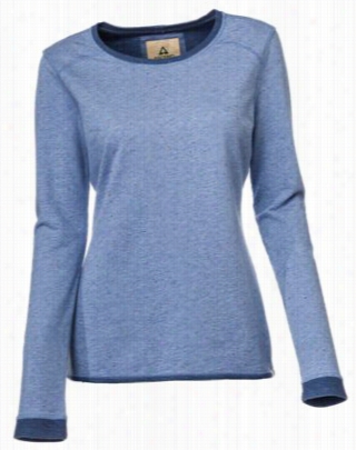 Ascend Flecked Long-sleeve Cewneck Topf Or Ladies - Country Blue - Xs