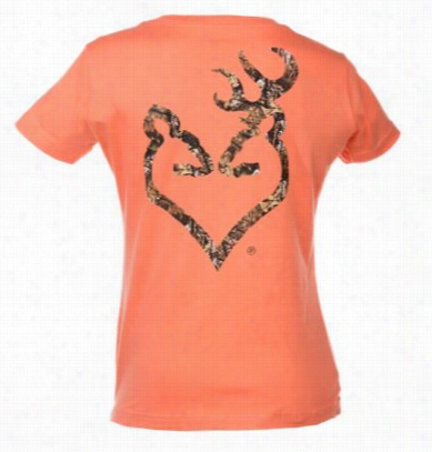 Browning Mossy Oak Break-up C Ountry Buckheart T-shirt For Ladie S- Papaya - S