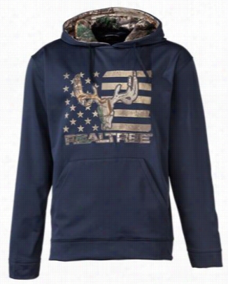 Buckhorn River Skull And Flag Hoodie For Men - Nav/realtreex Tra - L